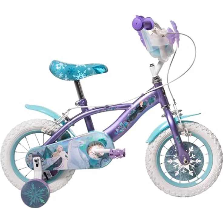 Huffy Disney Frozen Kinderfahrrad, 12 Zoll/30 cm, Metallic-Lila, mit Stützrädern und Puppenträger – Bild 4