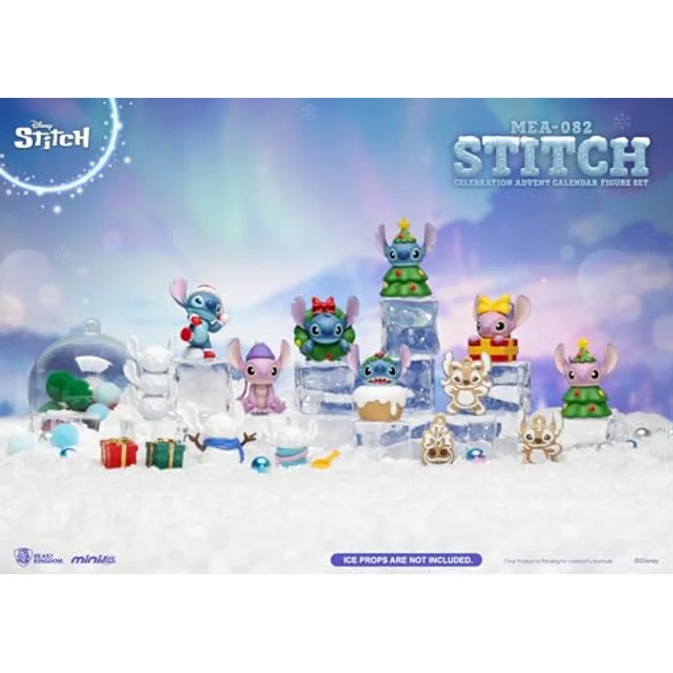 Beast Kingdom Toys Adventskalender Disney Stitch Adventskalender CELEBRATION FIGURE SET, Weihnachts-Countdown mit festlichen Mini Egg Attack-Sammelfiguren – Bild 2