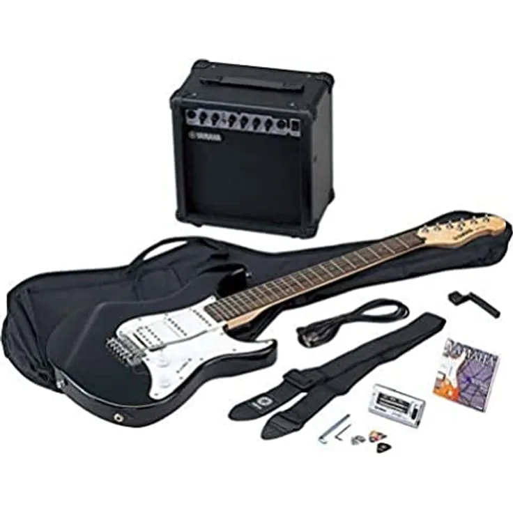 Yamaha ERG121C E-Gitarren Set, mit Erle Korpus, Ahorn Hals und Rosewood Griffbrett, Schwarz, inkl. GA-15 Verstärker