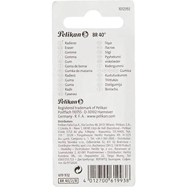 Pelikan 619932 BR40/2/B Radierer aus Kautschuk Verpackung, 2 Stück – Bild 2