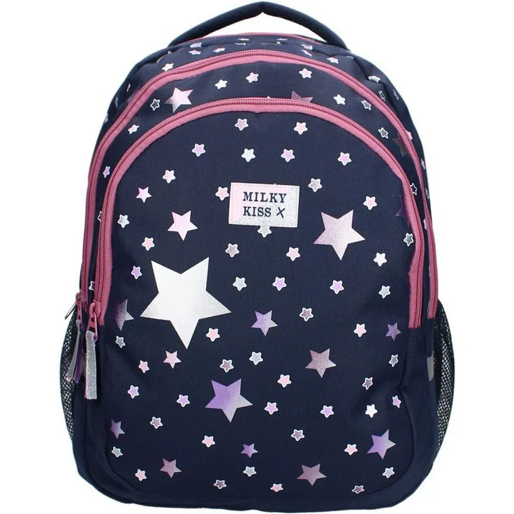 Vadobag Schulrucksack Milky Kiss 34 Liter mit Laptopfach, dunkelblau mit lila und rosa Sternen