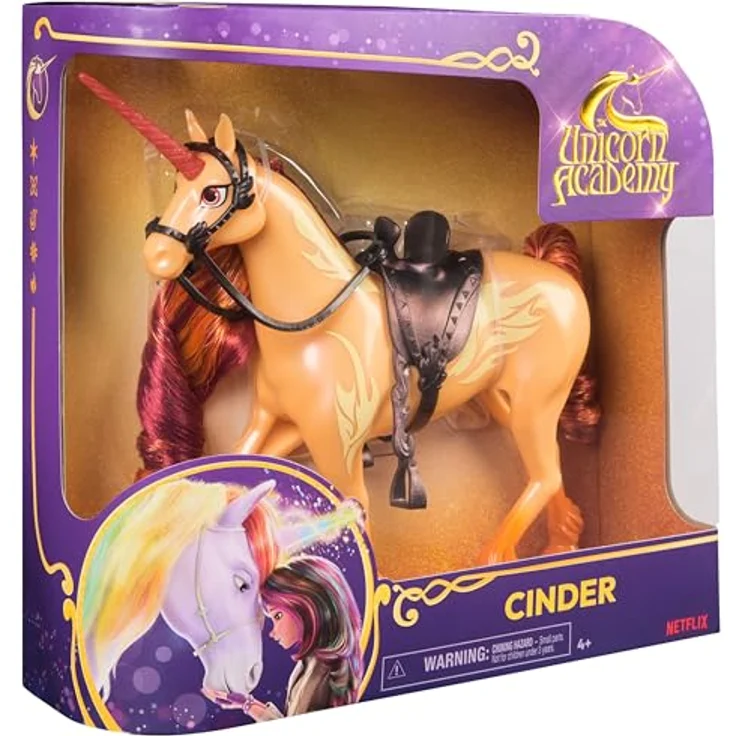 Spin Master Unicorn Academy Fashion Unicorn Cinder, 28 cm, mit funkelndem Horn und buntem Schopf, inspiriert von der Netflix-Serie – Bild 9