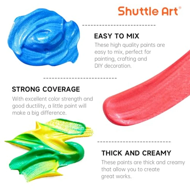 Shuttle Art Acrylfarben Set, 16 Chamäleonfarben mit Perlglanz, 60ml Flaschen, geeignet für Leinwand, Glas, Holz und mehr – Bild 5