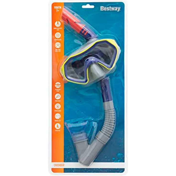 Bestway Crusader Schnorchel-Set ab 7 Jahren, sortiert, mit UV-Schutz und Splash Guard, 2-farbig sortiert – Bild 4