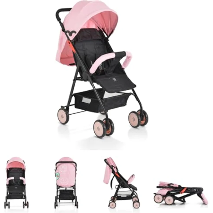 Moni Kinderwagen, Buggy Capri klappbar, Sicherheitsgurt, Rückenlehne verstellbar, rosa – Bild 2