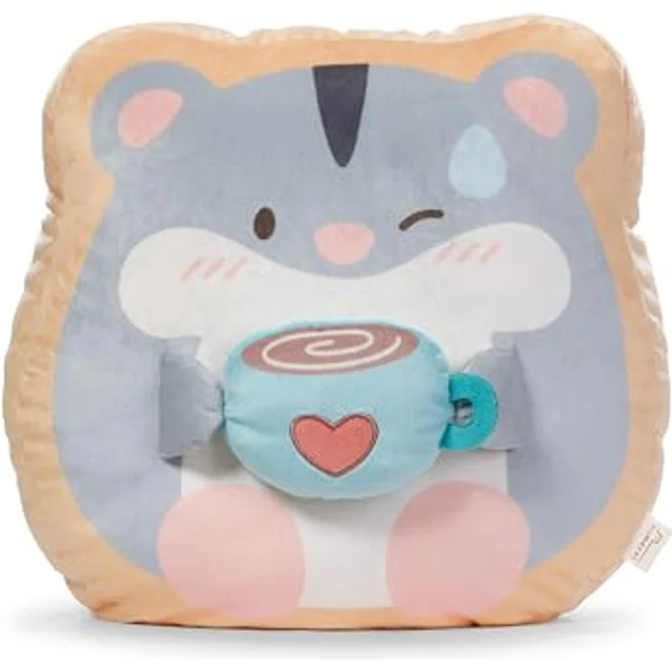 NICI mymochi Kuscheltier Hamster Shai mit Tasse, grau, 35x33x12cm – Weiches Plüschtier für Dekoration und Kuscheln, ideales Geschenk für Kinder & Erwachsene – 62395 – Bild 1