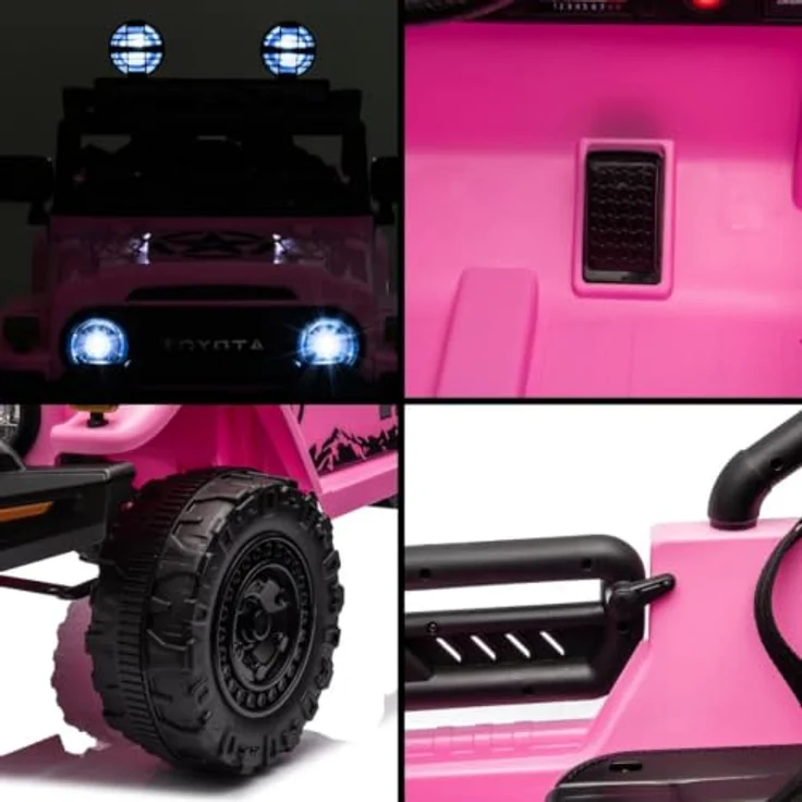 Toyota FJ Cruiser Elektrofahrzeug 12V, Kinderelektroauto mit Fernbedienung, für 1 bis 6 Jahre, rosa, MP3-Player, Sicherheitsgurt, 2 Motoren, max. 90 Minuten Fahrzeit – Bild 2