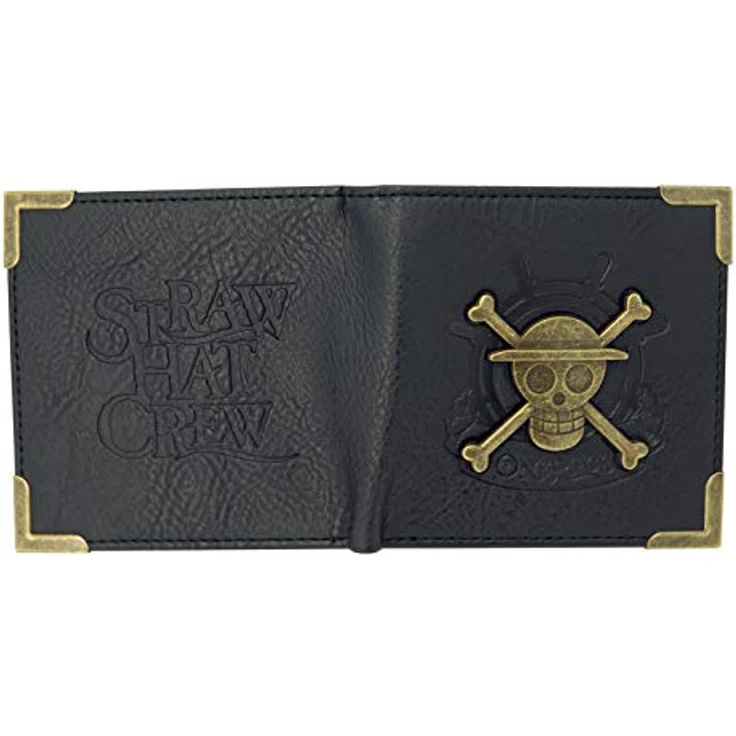 One Piece Anime Geldbeutel Strohhut-Skull, Polyurethan, Schwarz, mit 3D Logo und Münzfach – Bild 4