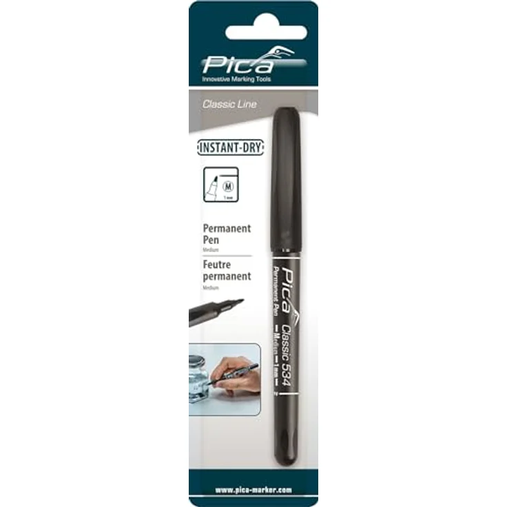 Pica Classic Permanent Pen, 534/46/SB, Medium, Schwarzer Permanentmarker mit Medium-Spitze 1.0 mm – Bild 3
