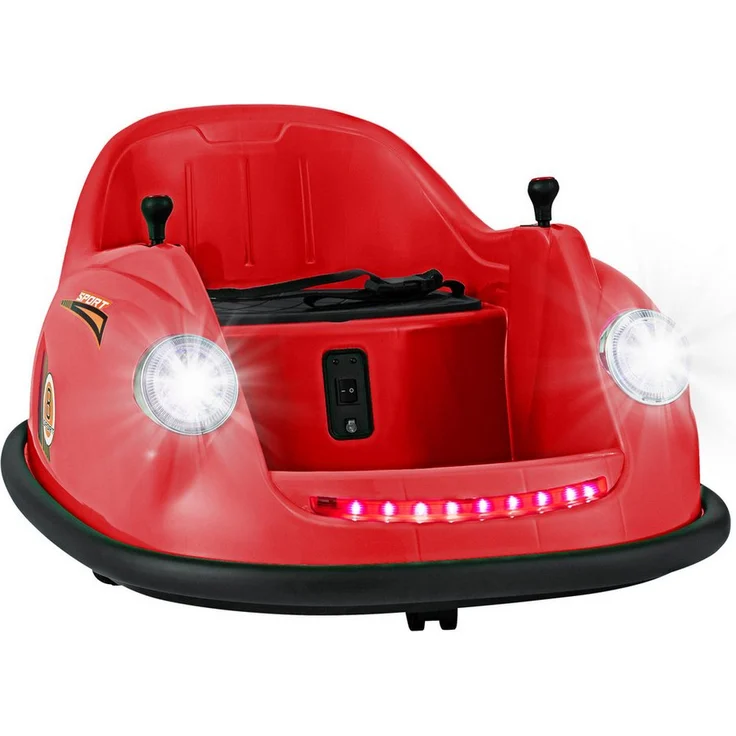 COSTWAY Elektro-Kinderauto, Rot, 12-V Doppelmotoren, LED-Lichter, Musik, Fernbedienung, 2 Universalräder