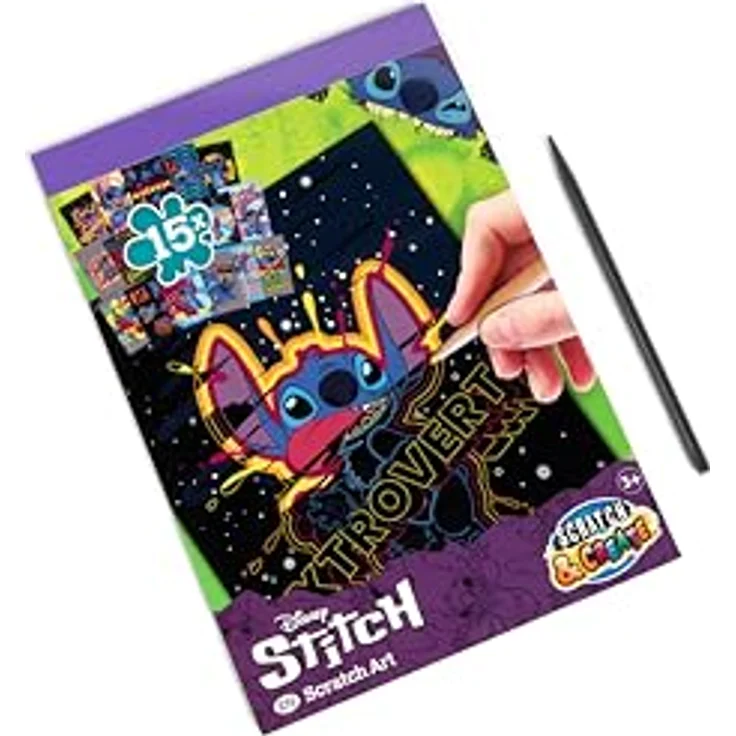 Canenco Kreativset Disney Stitch Kratzblock A5, Bastelset für kreative Projekte, nicht für Kinder unter 3 Jahren geeignet – Bild 2