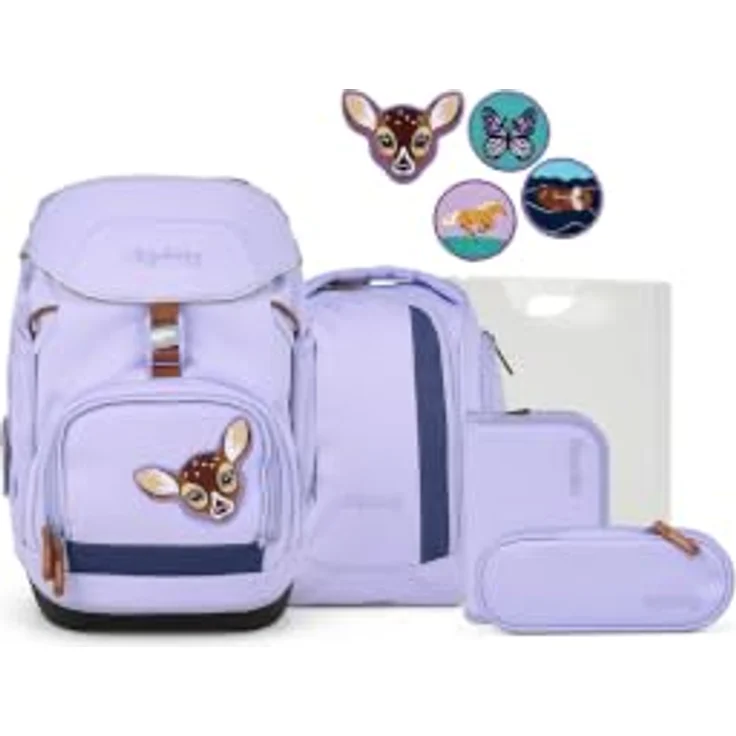 ergobag ergobag pack Schulrucksack-Set WaldBärsucher, höhenverstellbar, mit 22 Litern Volumen, recyceltem wasserabweisendem Polyester – Bild 1