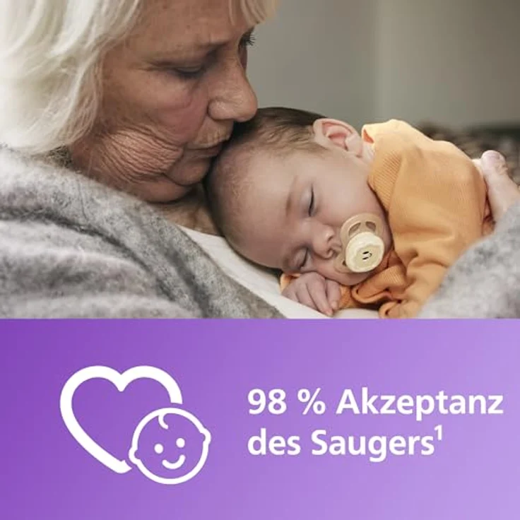 Philips AVENT Ultra Start Schnuller, kiefergerecht, BPA-frei, für Neugeborene, Doppelpack lila/orange, mit Sterilisationsbehälter, Modell SCF075/03 – Bild 3