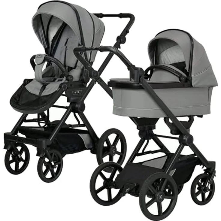 Hartan Kinderwagenset IVY GTR Outdoor, Grau, 3-teilig, mit Liegewanne, höhenverstellbarem Schiebergriff, Federung und 5-Punkte-Gurt – Bild 2