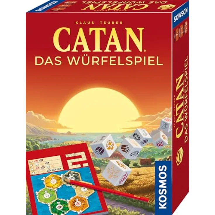 Kosmos CATAN - Das Würfelspiel, Strategiespiel mit 6 hochwertigen Würfeln, Spielblock und Bleistiften, für 1-4 Spieler ab 7 Jahren – Bild 1