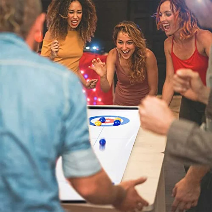 all Kids United® Curling Table-top Spiel-Set, Familienspiel Eisstockschießen Brettspiel mit 120 x 30 cm Spielfläche für Kinder und Erwachsene – Bild 4
