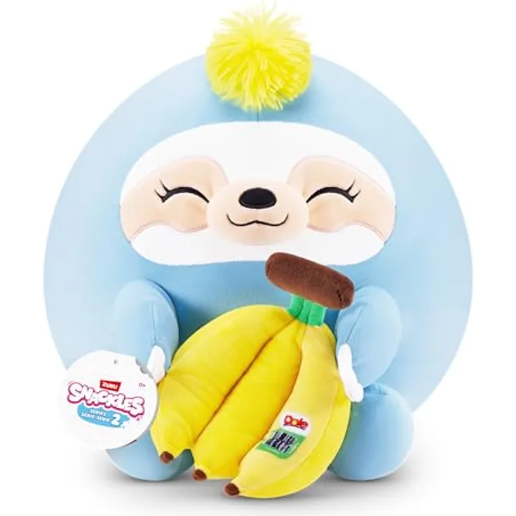 ZURU Snackles Serie 2, 35 cm großes Plüschspielzeug mit Dole Sloth Snackmarken-Accessoire, kuschelig weich und beruhigend