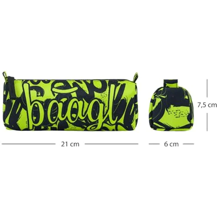 Baagl Platz Federmäppchen, geräumige Federtasche für Jungen und Mädchen, Lime, 21 x 7 x 7 cm – Bild 5