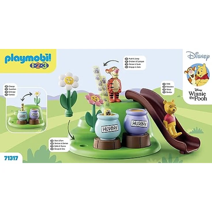 PLAYMOBIL 71317 1.2.3 & Disney: Winnies Tiggers Bienengarten Spielset, mit Bienenhüpfstäben und Steckblumen, mehrfarbig – Bild 4