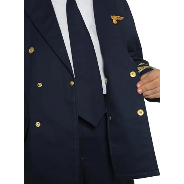 Maskworld Pilot Kinderkostüm Deluxe (152), vierteiliges Kostümset für Kinder mit Blazer, Hose, Krawatte und Mütze, 100% Baumwolle – Bild 6