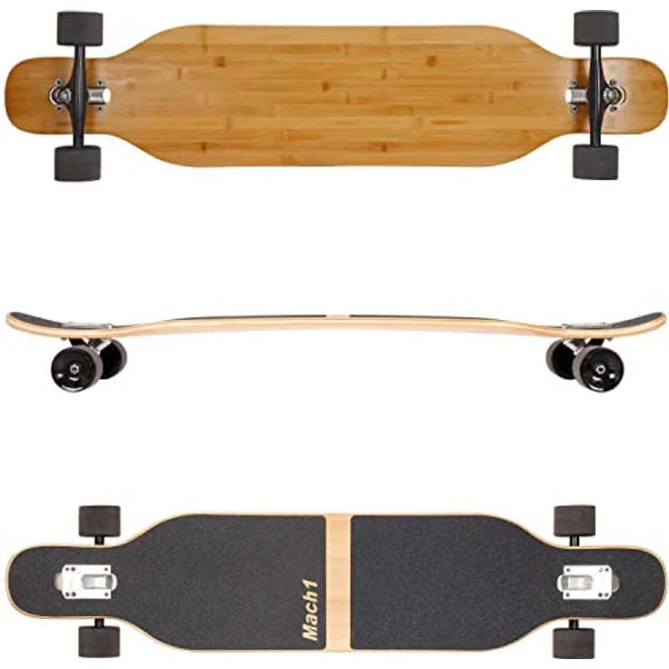 Mach1 Bambus Longboard mit Keramik Kugellager + T-Tool - Skateboard Drop Through Cruiser Komplettboard (Blanko) – Bild 2