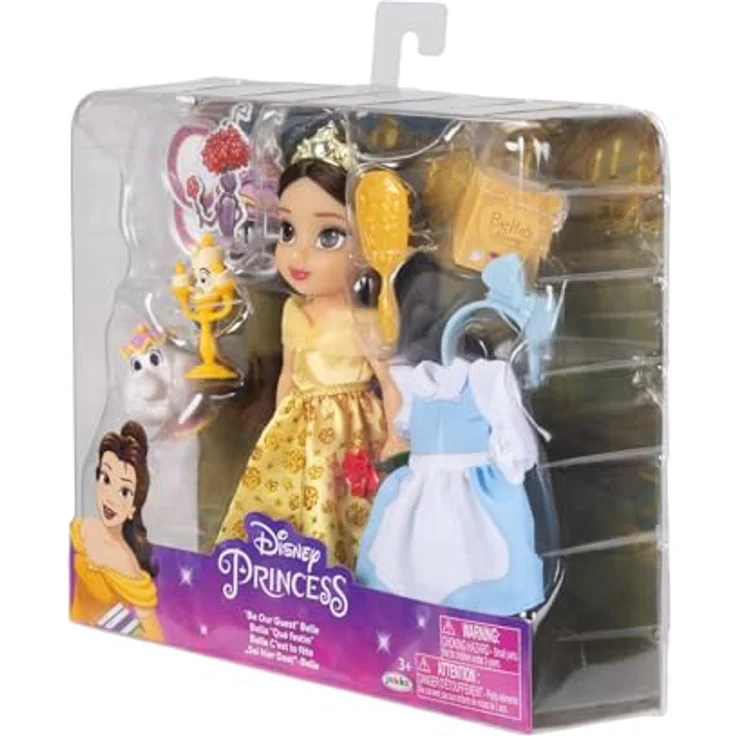 Jakks Pacific Disney Princess Bella Geschenkset, 15 cm Puppe mit Zubehör, gelb, One Size – Bild 8