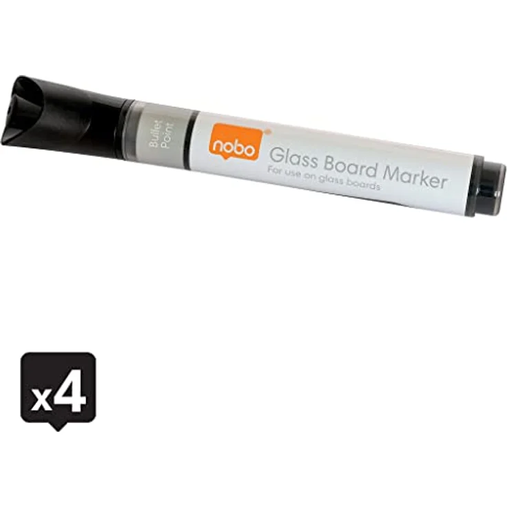 NOBO Glastafel Marker, Rundspitze 3 mm, schwarz, VE=4 Stück, trocken abwischbar – Bild 7
