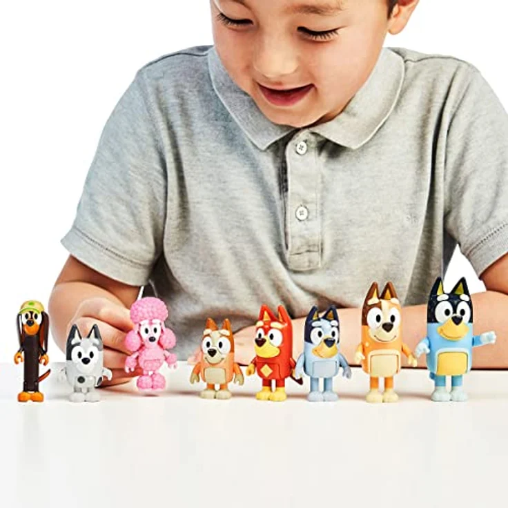 Bluey 4er-Figuren-Set: Bluey und ihre Freunde: Bluey, Coco, Snickers und Honey; 6,3 - 7,6 cm große Figuren mit beweglichen Gelenken – offizieller Bluey-Sammelartikel – Bild 9