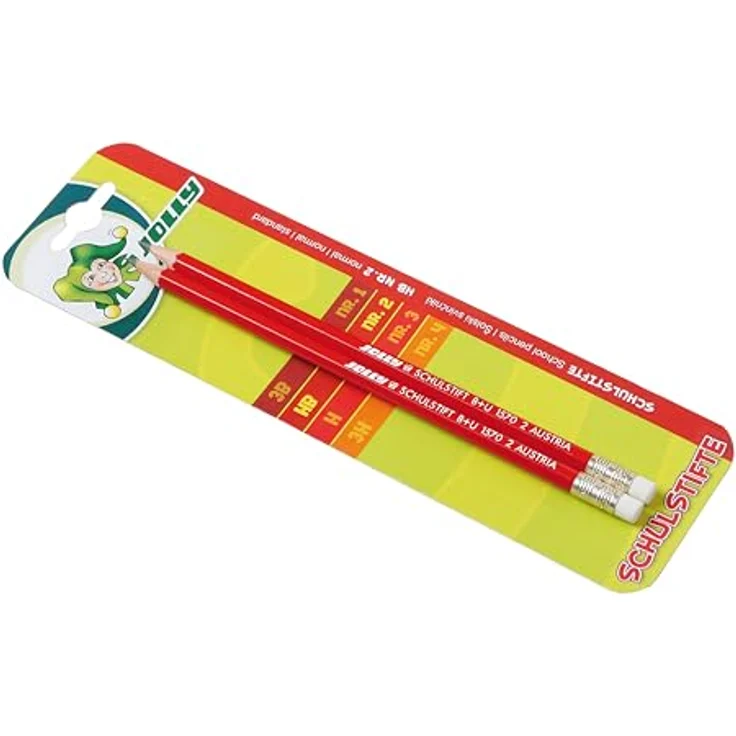 JOLLY Bleistifte HB rot, 2er Set mit ergonomischer Sechskantform und Radierer, bruchgeschützt – Bild 2