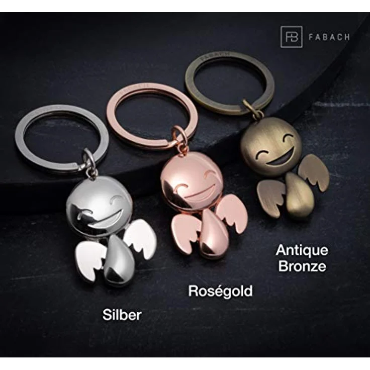 FABACH Schutzengel Schlüsselanhänger Happy - Niedlicher Engel Anhänger,Unisex, aus Metall in glänzendem Silber - Geschenk Glücksbringer Auto Führerschein - Fahr vorsichtig – Bild 3