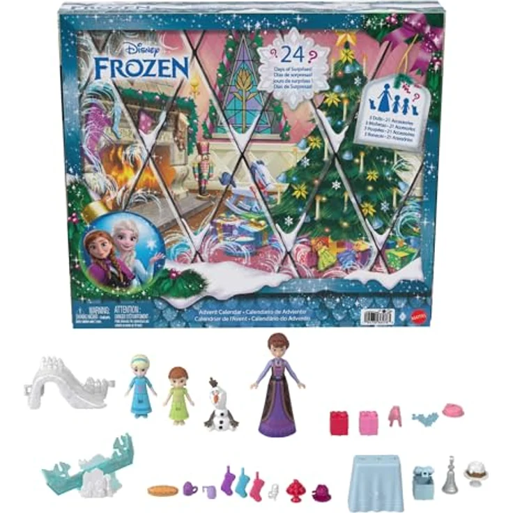 Mattel Disney Frozen Adventskalender, 24-tägige Überraschungen mit Anna, Elsa und Spielzeug, mehrfarbig – Bild 1