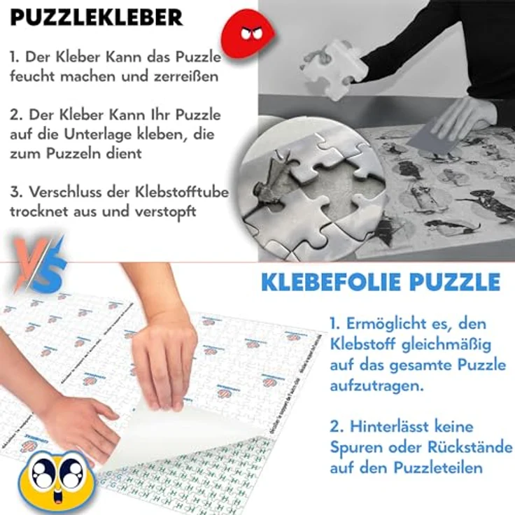 LUDOBREAK Puzzlekleber für 1000 und 2000 Teile, rahmenloses Aufhängen mit Tutorial-Video auf Deutsch, ungiftige Klebefolie für Kinder und Erwachsene – Bild 2