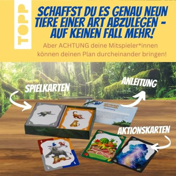TOPP Dschungelgedrängel – Kartenspiel für tierischen Tumult, 2–4 Spieler, ab 8 Jahren, gelb – Bild 4