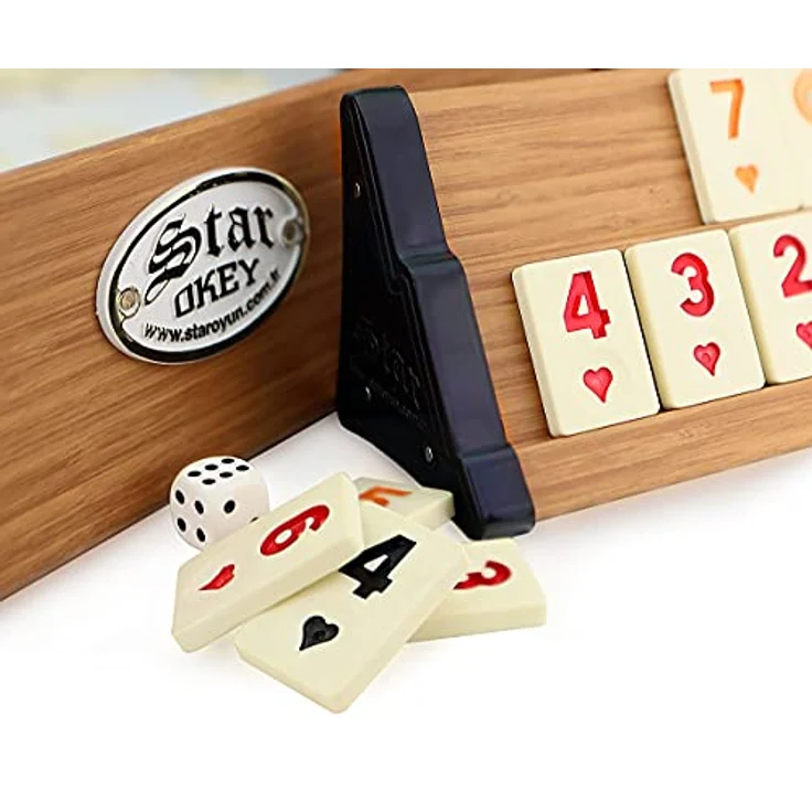 Star Premium VIP Okey Holz Wooden Rummy Set mit Melamin Steine AHSAP Okey TAKIMI – Bild 3