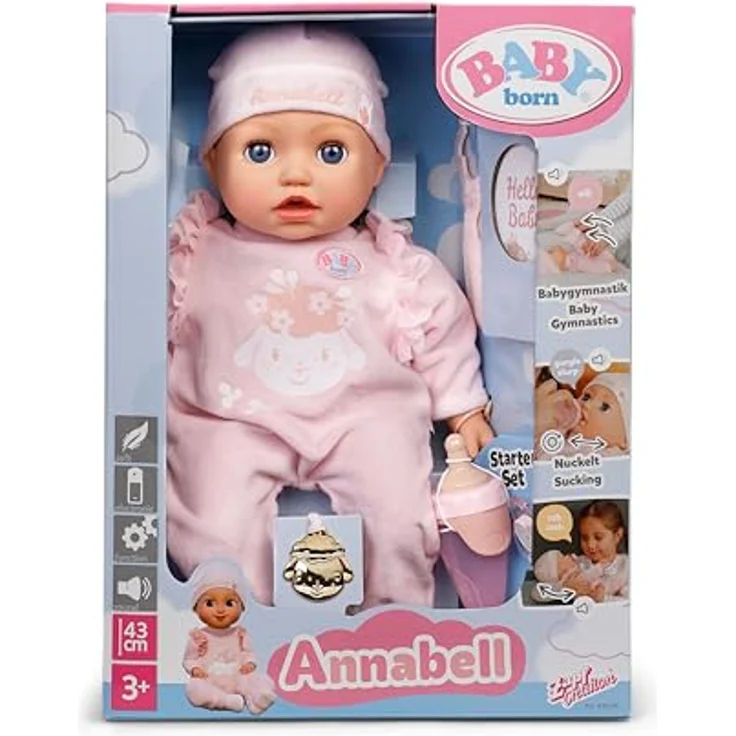 MGA Zapf Creation BABY born Annabell Puppe, 43 cm mit realistischen Babylauten und Bewegungen – Bild 6