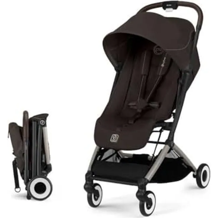 cybex Gold Buggy Orfeo, Dunkelbraun, Textil, mit Feststellbremse, Federung und 5-Punkte-Gurt, 52x102x77 cm, CE