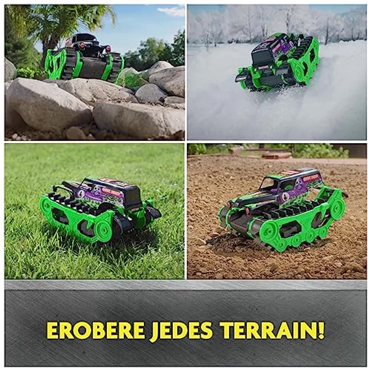 Monster Jam, Grave Digger Trax - ultrastarkes, ferngesteuertes Kettenfahrzeug im Maßstab 1:15, All-Terrain-geländegängig an Land und im Wasser - geeignet für Jungen und Mädchen ab 4 Jahren – Bild 4