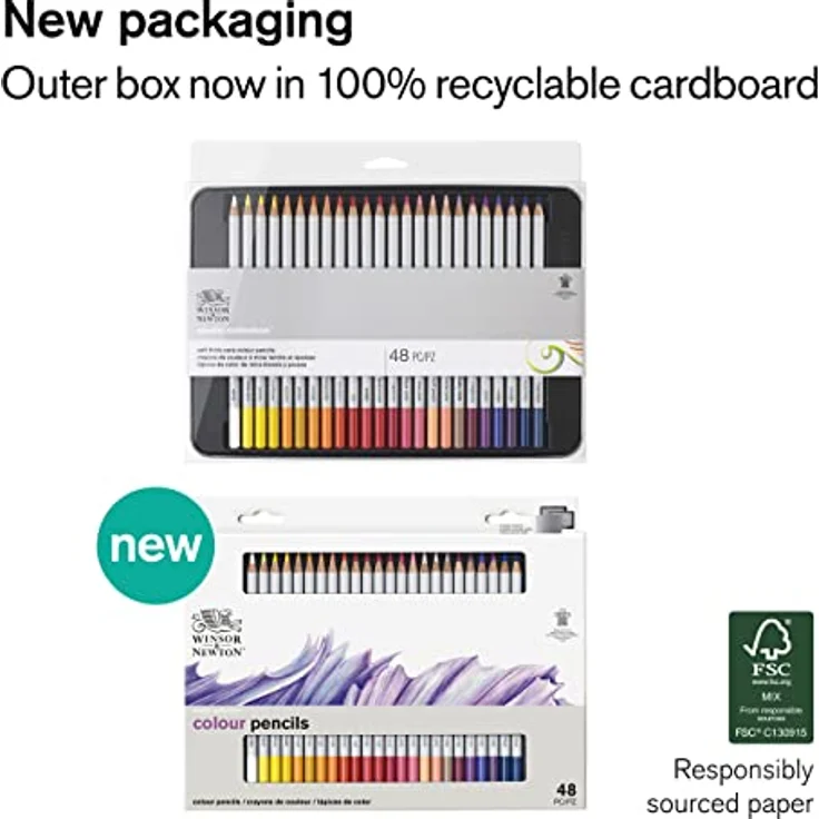 Winsor & Newton 490014 Präzisions Künstlerfarbstifte Set, 48 lebendige Farben, hochwertige Pigmente, bruchsicher, wisch- und wasserfest – Bild 2