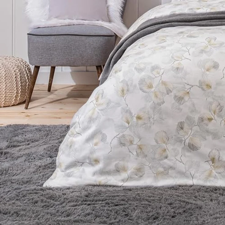 ESTELLA Feinflanell Bettwäsche Molveno Silber, 100% Baumwolle, warm und superweich, 1 Bettbezug 155 x 220 cm + 1 Kissenbezug 80 x 80 cm – Bild 4