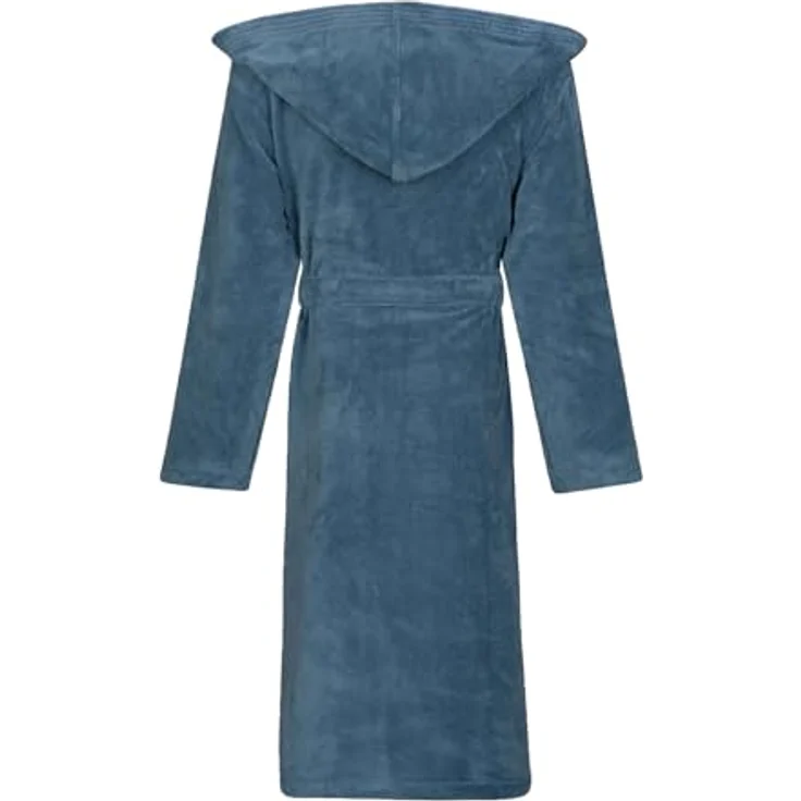 Vossen Bademantel Lynn, unisex Velours mit Kapuze, polo blue, 50% Baumwolle/50% Polyester, ideal für Wellness und Sauna – Bild 2
