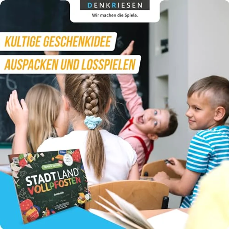 DENKRIESEN Stadt Land Vollpfosten® A4 – School Edition | Ab 9 Jahren | Spezialfelder, ABC-Leiste, hochwertiges Markenspiel – Bild 2