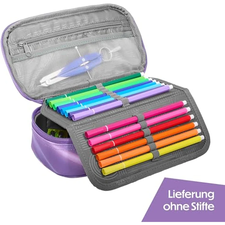 Coocazoo Schlampermäppchen Pencil Case Arctic Lights, geräumig und tragekomfortabel, violett – Bild 3