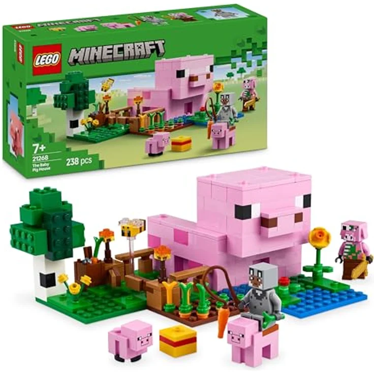 LEGO Minecraft Das Babyschwein-Haus, Bauspielzeug mit Zombie-Piglin im Wald-Biom, Geschenk für Mädchen und Jungen ab 7 Jahren 21268 – Bild 1