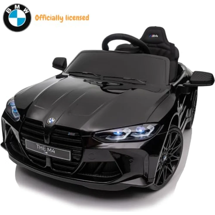 Vrooomy Kinder Elektroauto BMW M4 Competition, 12V, schwarz, mit Fernbedienung, für 1 bis 5 Jahre, MP3-Player, Sicherheitsgurt, EVA-Gummireifen, 2 Motoren – Bild 2