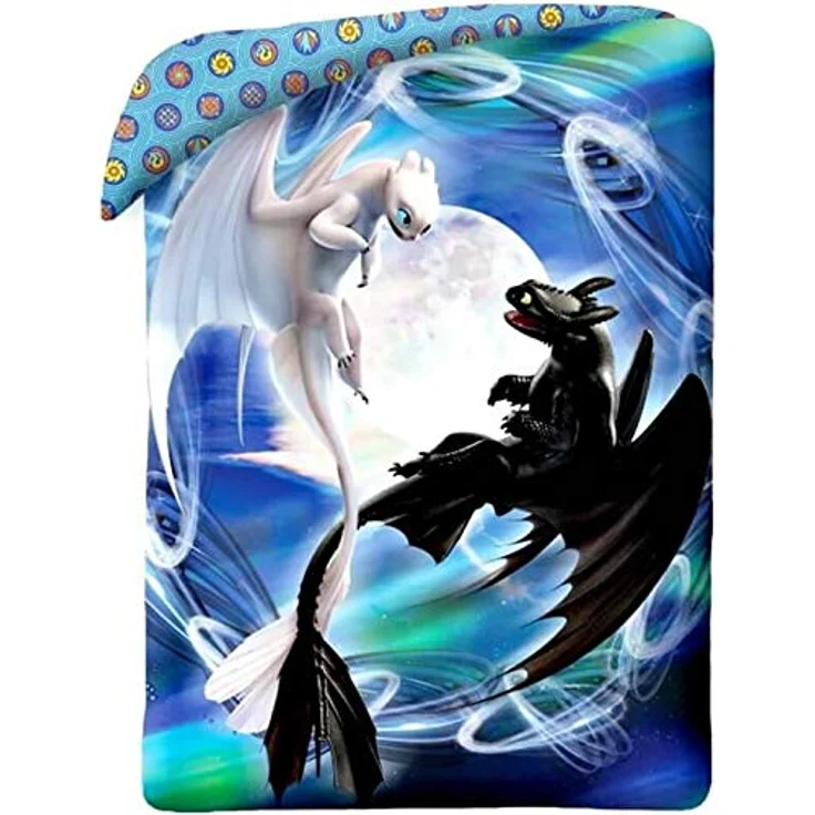 MCU Kinderbettwäsche "Wie man seinen Drachen trainiert", 100% Baumwolle, Duvetbezug 140 x 200 cm, Kissenbezug 70 x 90 cm, pflegeleicht und atmungsaktiv – Bild 3
