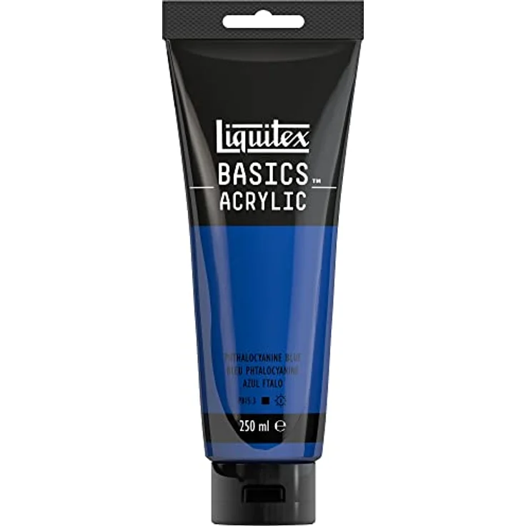 Liquitex Basics Acrylfarbe, monopigmentierte Künstlerpigmente, lichtecht, mittlere Viskosität, 250ml Tube - Phthalozyaninblau, seidenglänzender Finish, Archivqualität – Bild 1