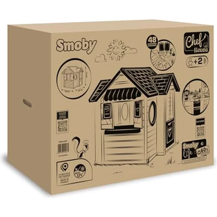 Smoby Life - Chef Spielhaus, wetterfestes Gartenhaus mit 60% Recycling-Anteil, 124x132x135 cm, Spielküche und Verkaufstheke für Kinder ab 2 Jahren – Bild 4
