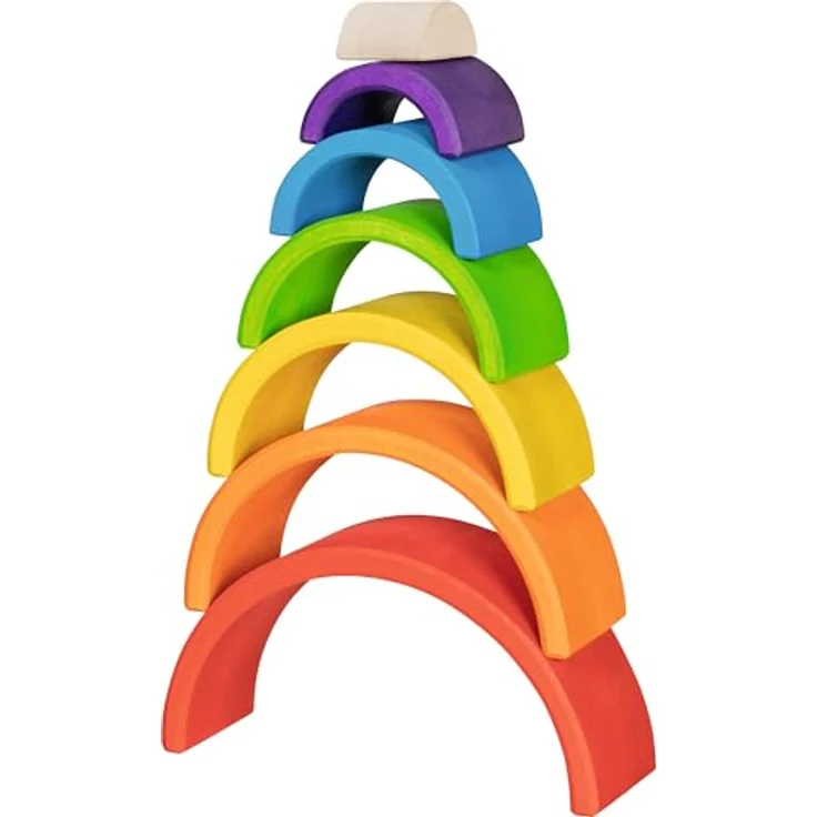 goki Stapelspielzeug Bausteine, Kleiner Regenbogen, aus nachhaltig produziertem Holz, für kreatives Spiel ab 2 Jahren, Made in Europe – Bild 2