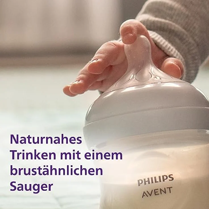 Philips Avent Natural Response Glas-Geschenkset für Neugeborene – 3 x 120 ml und 2 x 240 ml Babyflaschen, 2 x Philips Avent ultra soft Schnuller 0–6 Monate, Flaschenbürste, BPA-frei (Modell SCD879/11) – Bild 4