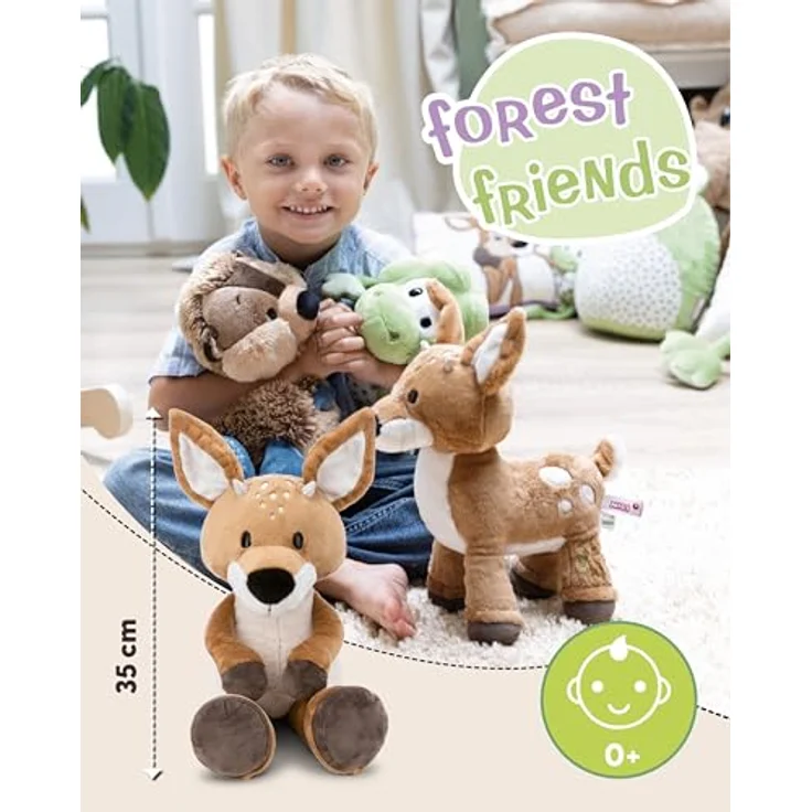 Nici Forest Friends, Rehbock René Roebuck, 35 cm, schlenkernd, aus recyceltem Material, braun und weiß – Bild 2